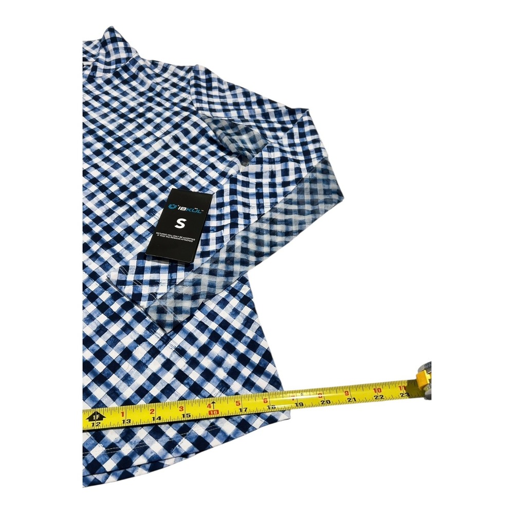 IBKUL Navy/White Gingham Mock‎ Zip Long Sleeve Top UPF 50 Small NWT - Picture 14 of 16